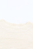 Buttoned Shoulder Drop Shoulder Striped Sweater