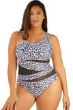 Black One-shoulder Mesh Cuouts Monokini