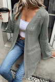 Cardigan gris ouvert sur le devant en maille pointelle