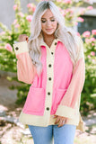 Color Block Patchwork High Low Fleece Shacket