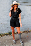 V Neck Wrap Short Sleeve Romper