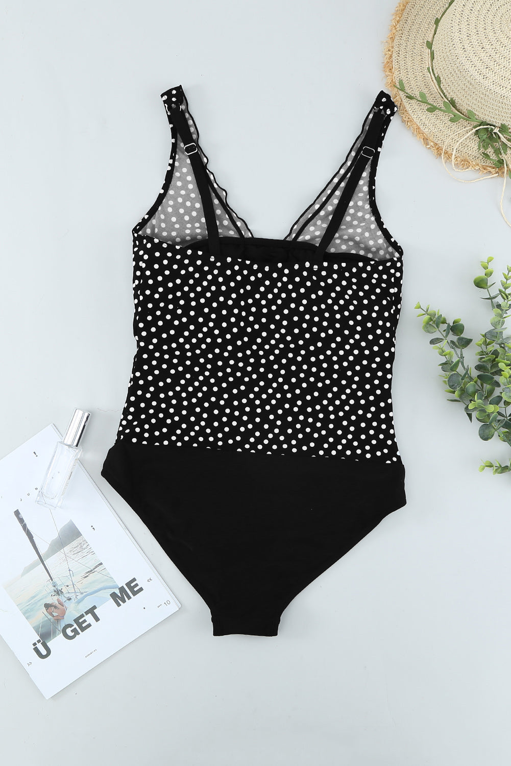 Dotted Print Ruffles One-piece Swimsuit