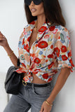 Floral Print Bracelet Sleeve Shirt