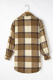 Plaid Flap Pocket Smocked Cuff Shacket