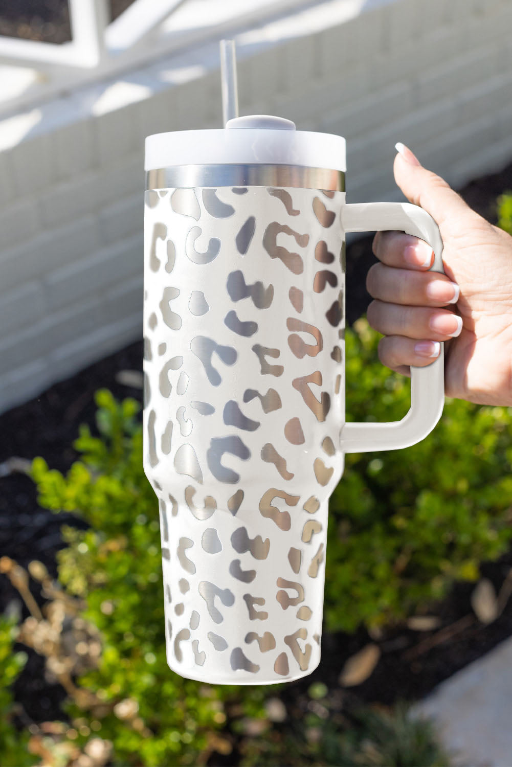 Leopard Print 40OZ Stainless Steel Portable Cup with Handle