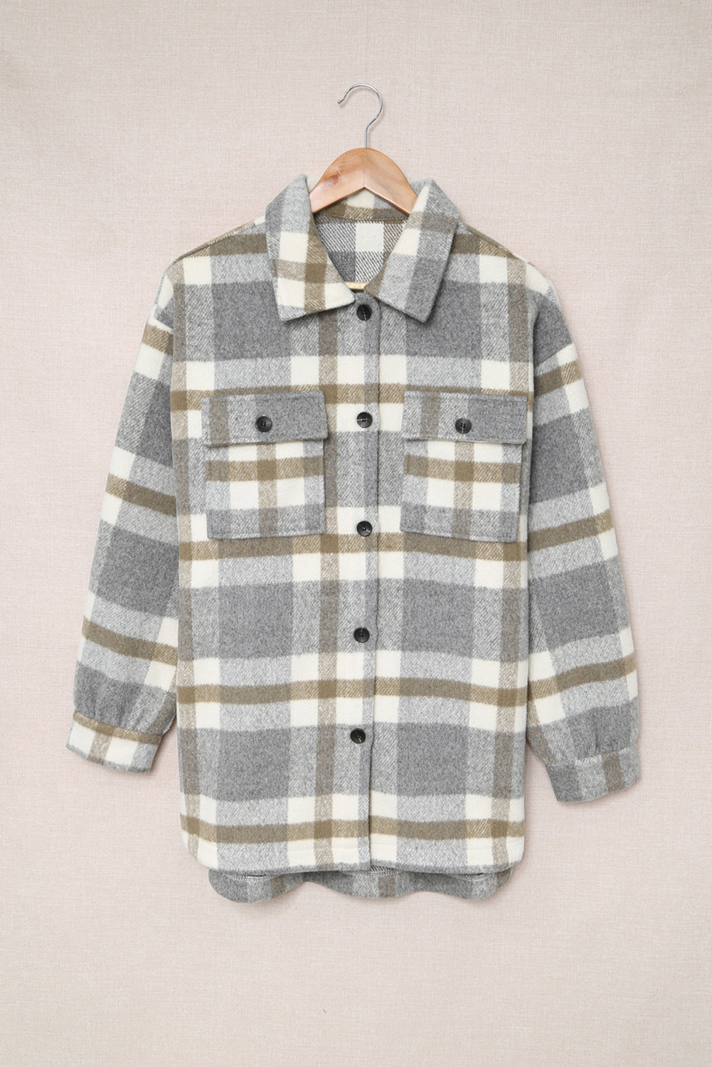 Plaid Print Pocket Women Shacket