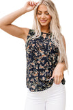 Cutout Decor Round Neck Floral Tank Top