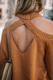 Crew Neck Cold Shoulder Hollow-out Back Sweater