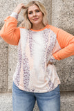 Snakeskin Print Raglan Long Sleeve Plus Size Top