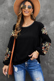 Floral Embroidery Long Sleeve Top