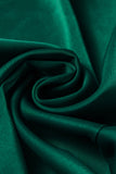 Green Satin Sleeveless Pleated High Low Dress with Pocket