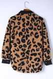 Contrast Trimmed Leopard Teddy Shacket