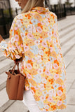 Floral Print Turn Down Collar Loose Shirt