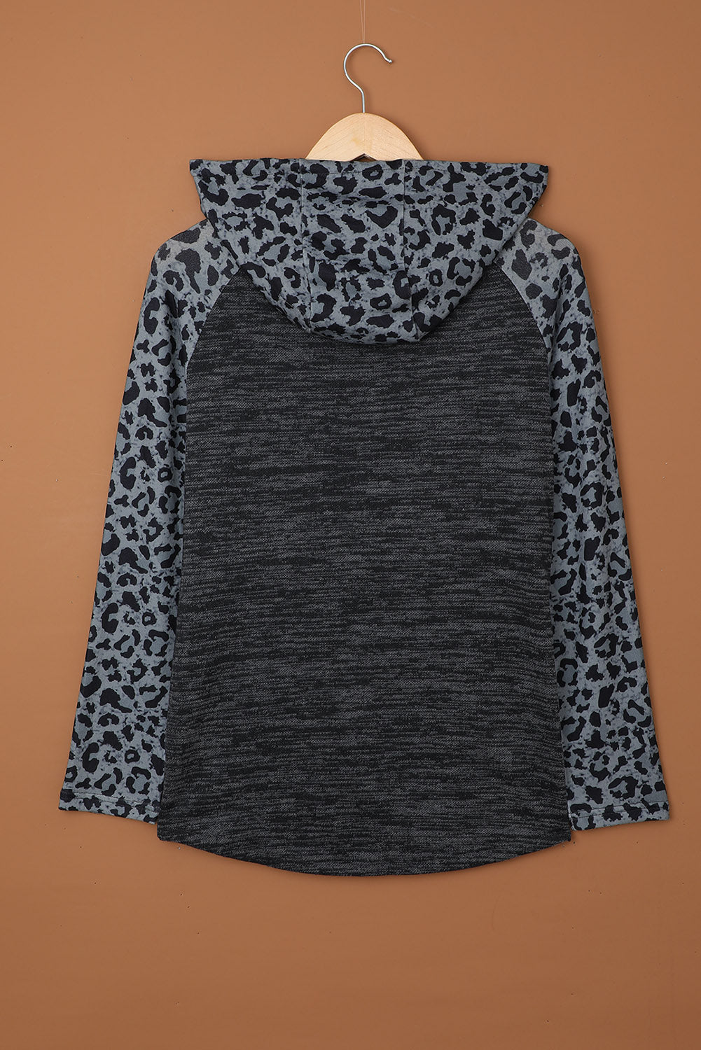 Color Block Leopard Long Sleeves Hoodie