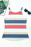 Striped Color Block Notched Neck Tank Top