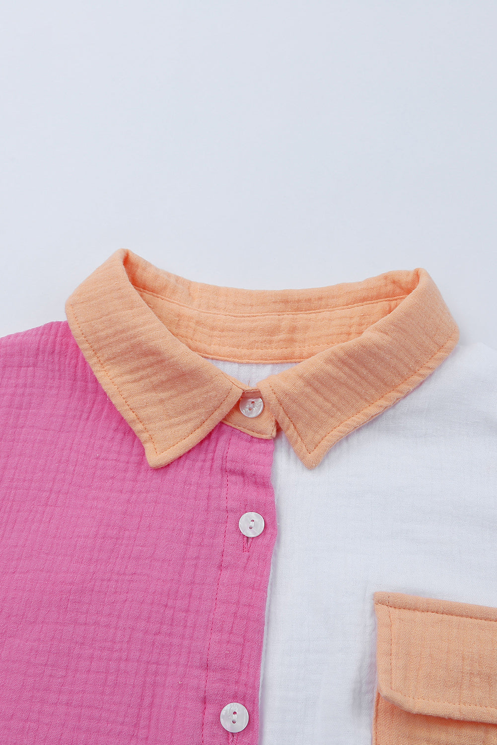 Color Block Textured Long Sleeve Shirt with Pocket