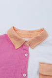 Color Block Textured Long Sleeve Shirt with Pocket