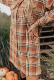 Plaid Button up Side Slit Shirt Dress