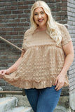 Plus Size Crinkle Textured Ruffle Trim Babydoll Top