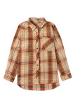 Plus Size Buttons Plaid Pattern Shirt