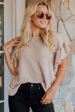 Ruffle Sleeve Waffle Knit Top