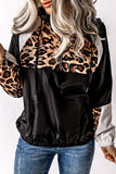 Leopard Print Contrast Stitching Hoodie