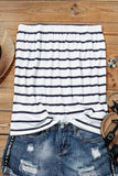 White Striped Strapless Bandeau Tank