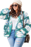 Red Geometric Aztec Pattern Plus Size Fleece Jacket