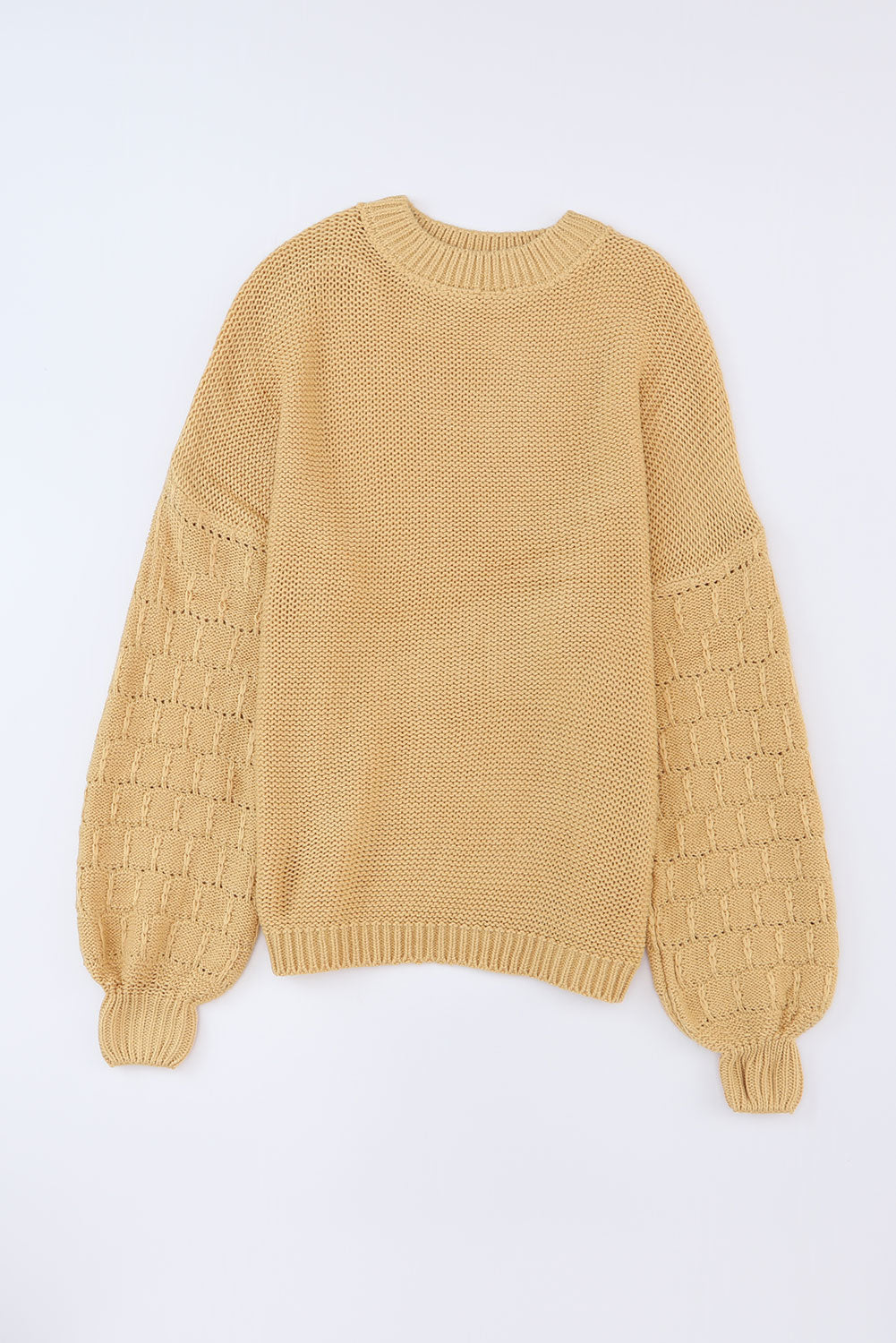 Hollowed Bubble Sleeve Knit Sweater