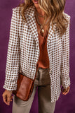 Check Print Single Button Lapel Collar Blazer