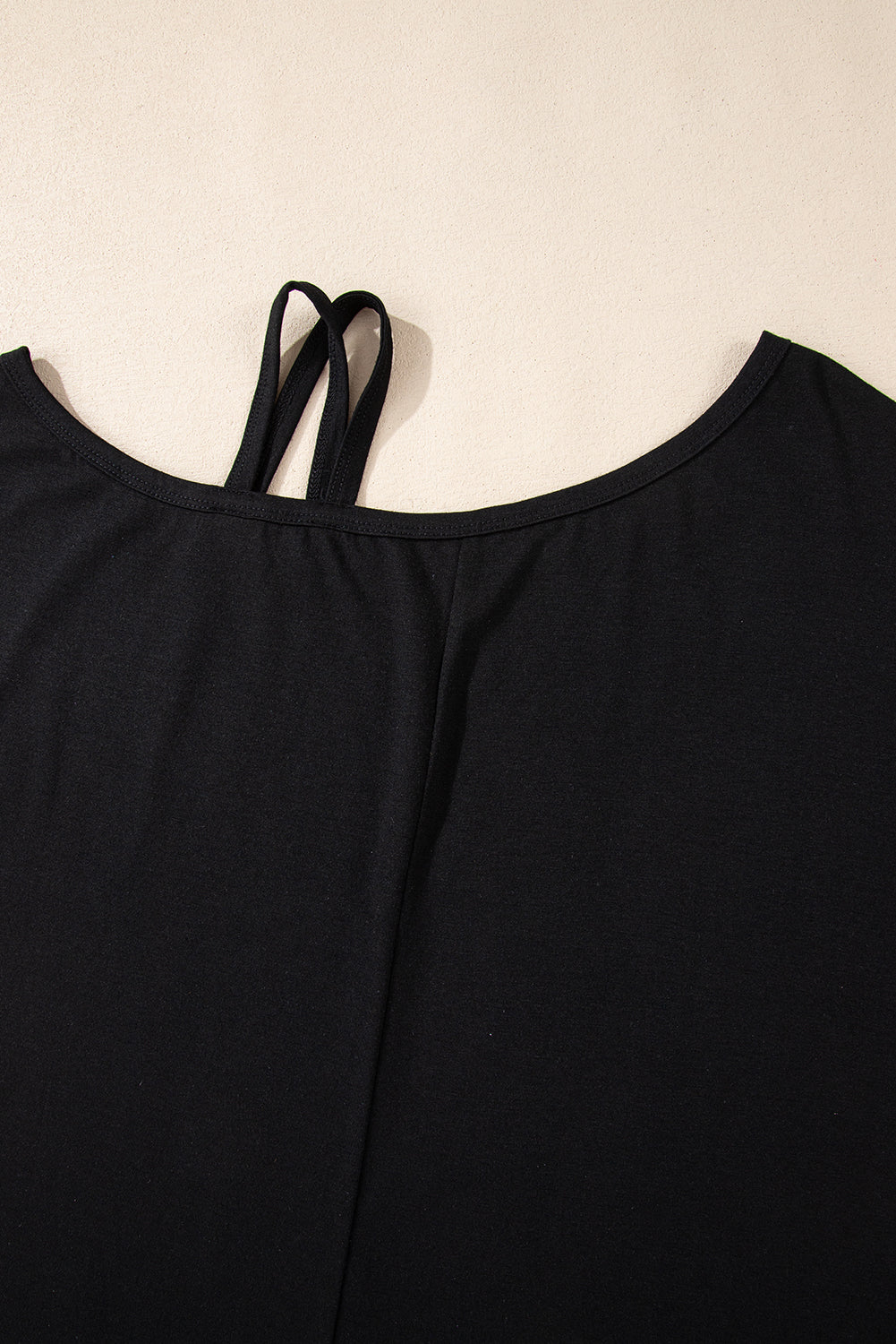 Black Asymmetric Criss Cross One Shoulder T Shirt