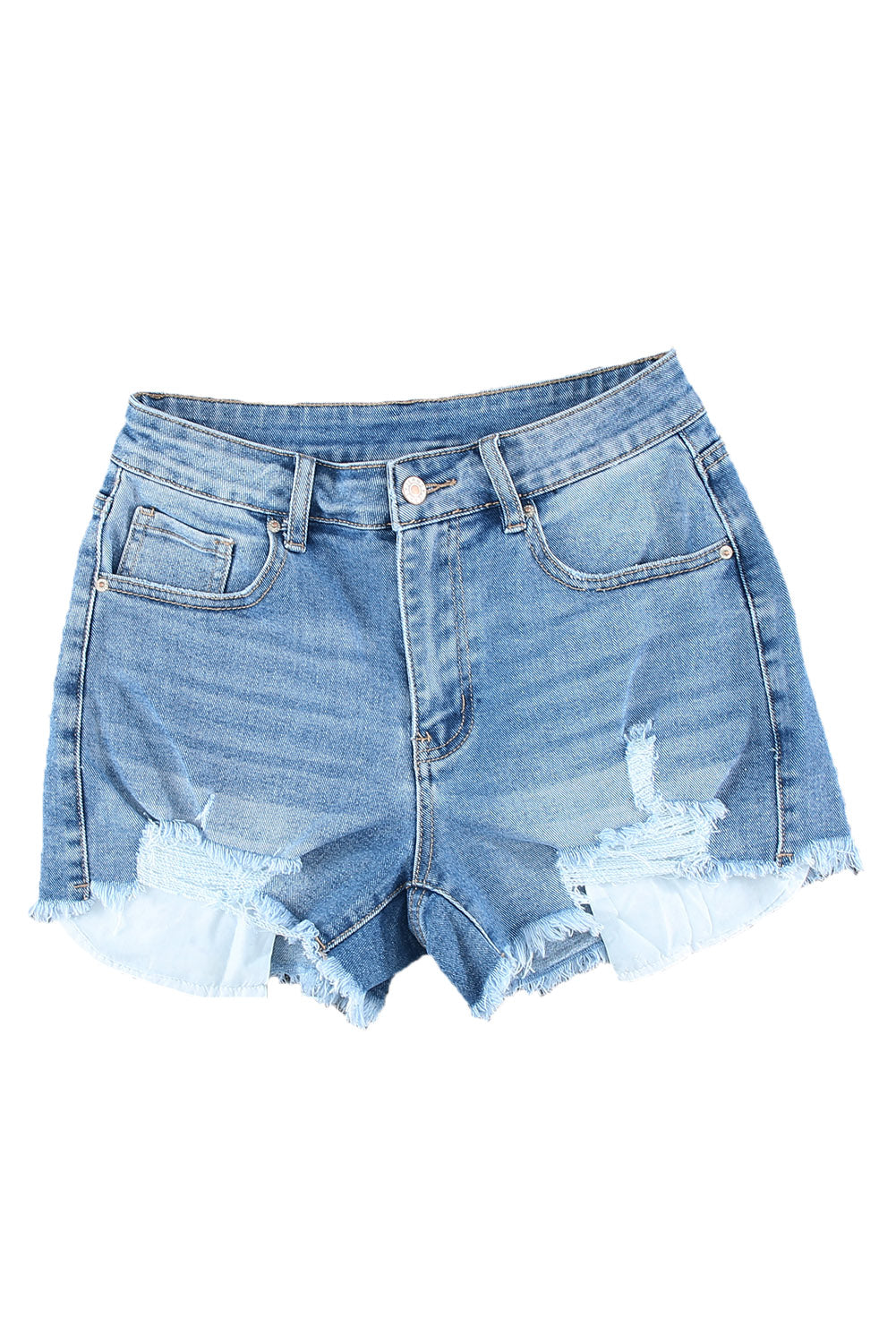 Distressed Frayed Denim Shorts