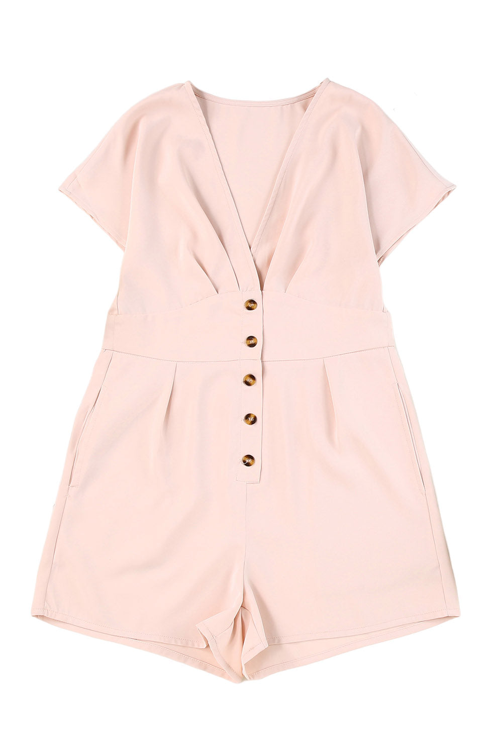 Deep V Neck Buttoned High Waist Romper