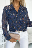 Leopard Sheer Button Front Long Sleeve Shirt