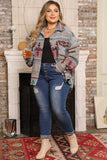 Plus Size Western Aztec Print Button up Jacket