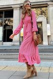 Printed Ruffled Hem Long Dress