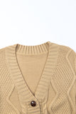 Front Pockets Buttons Textured Cardigan