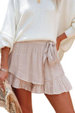 High Waist Frilled Wide Leg Casual Shorts