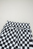 Black Checkered Print High Waist Casual Shorts