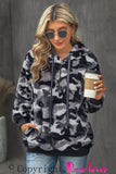 Camo Print Warm Furry Pullover Hoodie