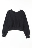 Green Acid Wash V-shape Open Back Sweatshirt