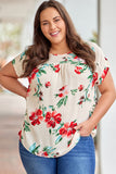 T-shirt Beige à Imprimé Floral Grande Taille