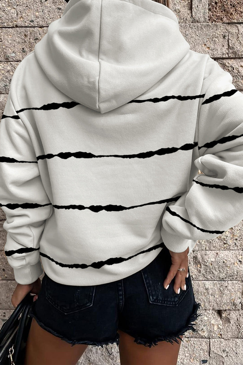 Irregular Striped Kangaroo Pocket Hoodie