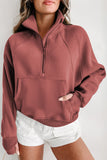 Flamingo Fleece Lined Zip Up Stand Collar Thumbhole Sleeve Sweatshirt