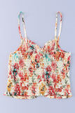 Floral Print Smocked Ruched Tank Top