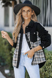 Plaid Patchwork Raw Hem Denim Jacket