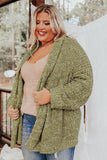 Khaki Open Front Knit Plus Size Cozy Cardigan