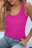 Solid Color Textured Scoop Neck Tank Top