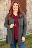 Plus Size Open Front Ruffle Tunic Cardigan