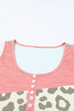 Color Block Button Casual Tank Top